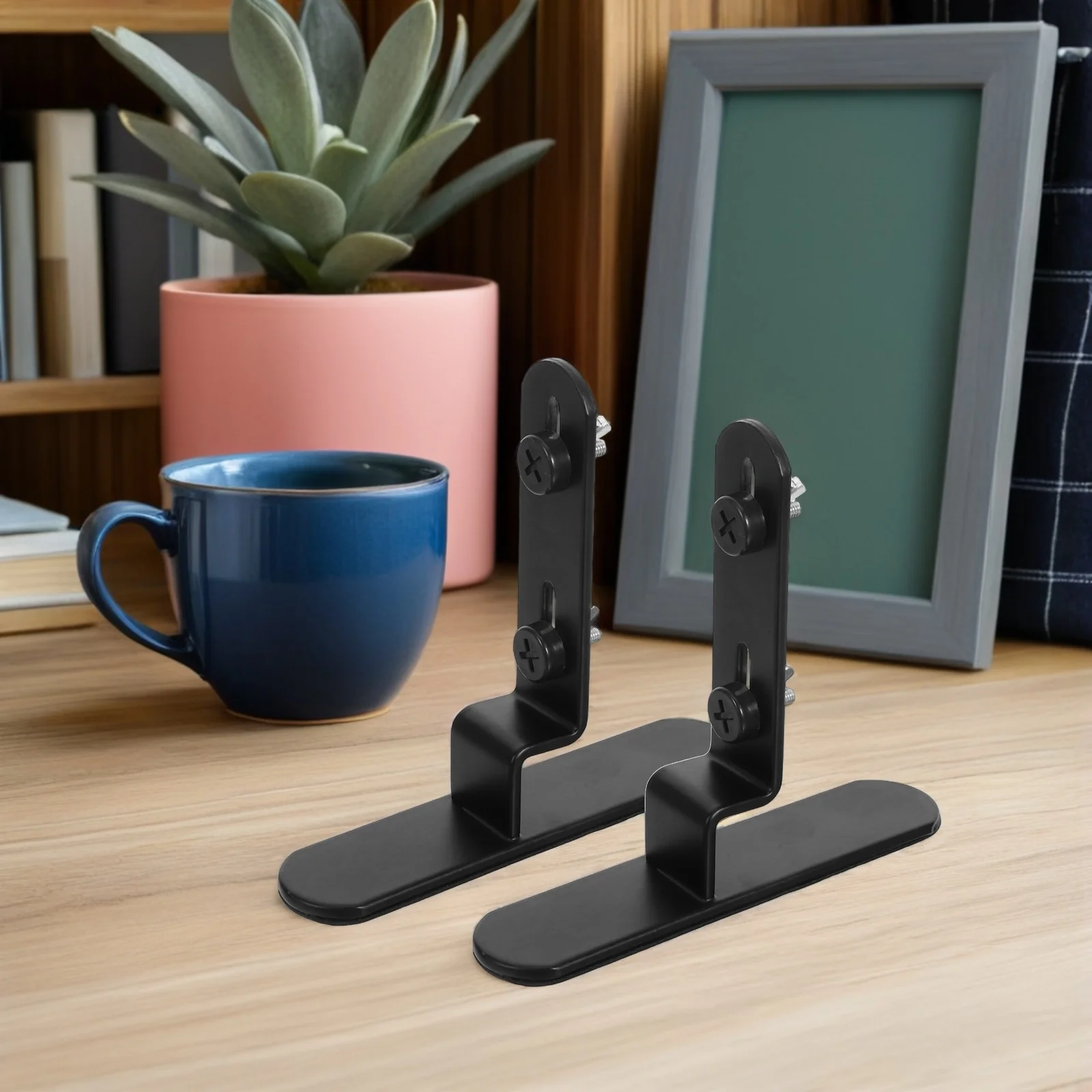 

2Pcs Pegboard Support Metal Desktop Stand Black Adjustable Pegboard Display Organizer for Office Home Wall Mount Shelf Mounting