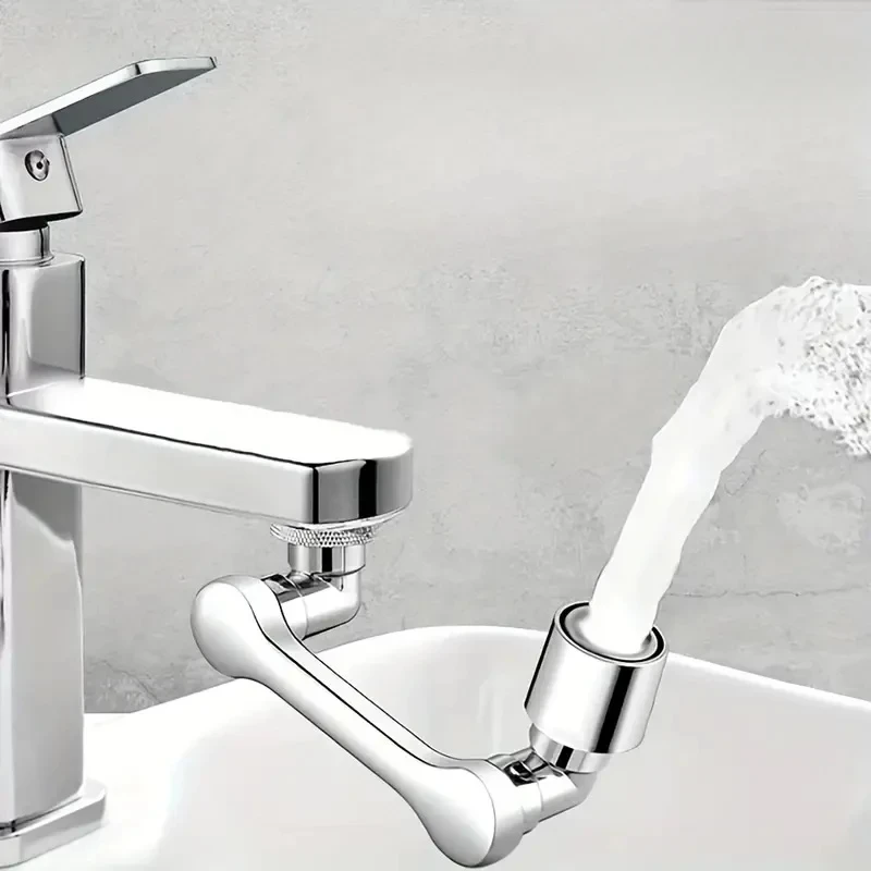 

1080° Universal Rotation Washbasin Robot Arm Tap Dual Mode Sprayer Head Bathroom Sink Splash-Proof Swivel Faucet
