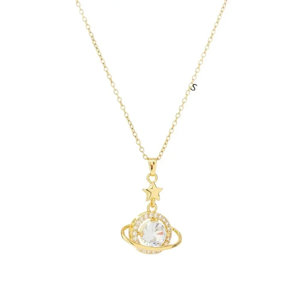 Niche design and elegant zircon star collarbone chain planetary necklace, a light luxury for women