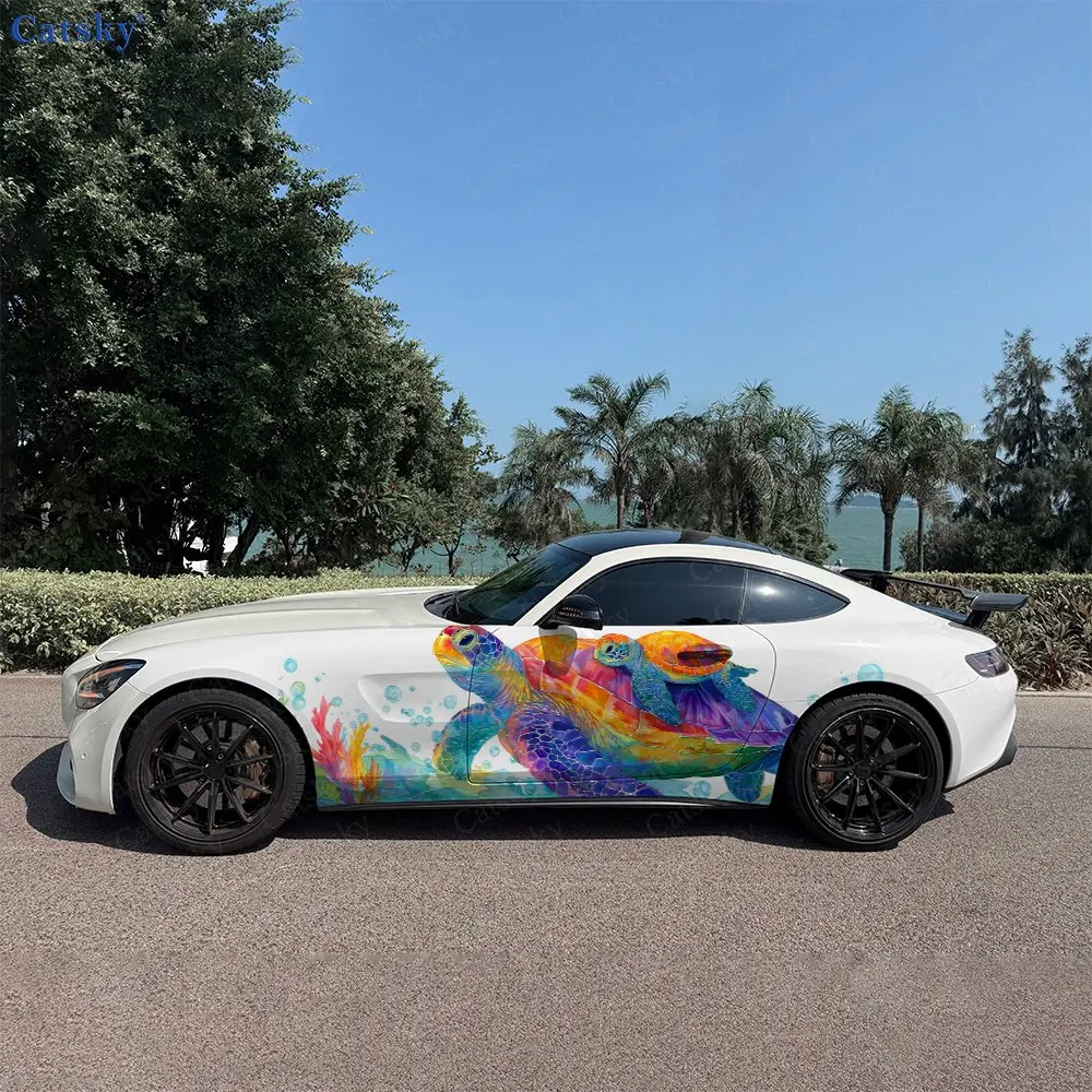 2pcs Sea Turtle Mother And Baby, Durable, Fade-resistant, Enhance Vehicle Aesthetics With Bold Artistic Design Car Vinyl Wraps