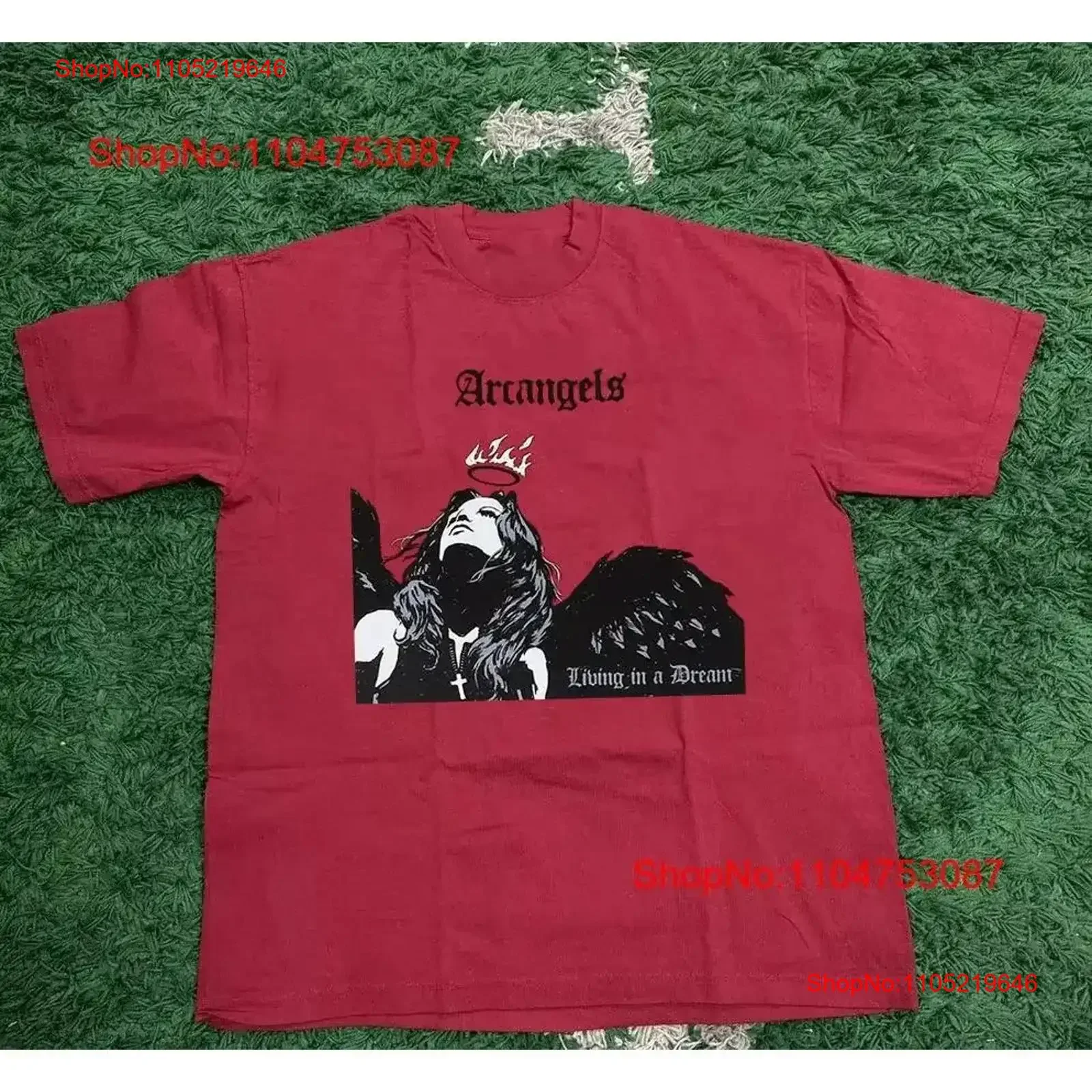 قوس الملائكة الفرقة المعيشة في حلم القطن الأحمر تي شيرت كامل الحجم S 5XL خمر غسلها امتدت لينة أوم تنفس خمر
