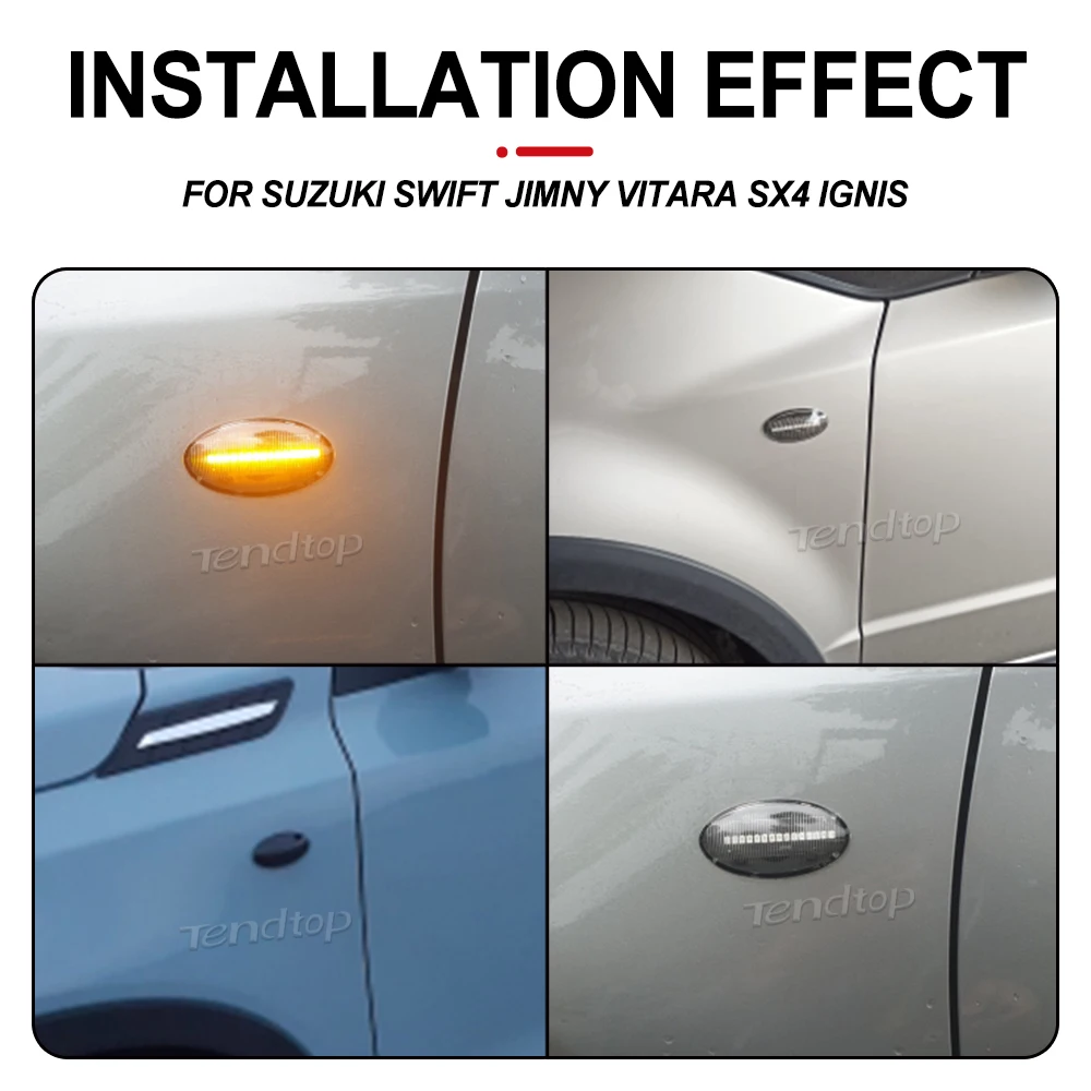 2Pcs Dynamic Blinker LED Turn Signal Repeater Sequential Light Flashing Side Marker Lamp For Suzuki Swift Jimmy Vitara SX4 Alto view 6