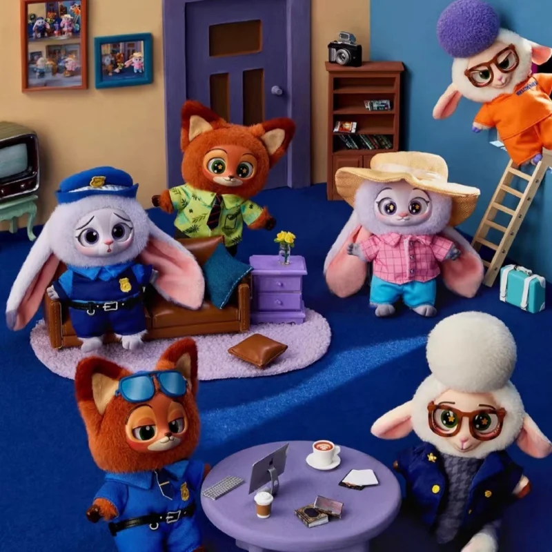 Boneka Aksi Nick Judy Lucu dari Zootopia Blind Box, Boneka Vinyl Plush Trendi untuk Dekorasi, Gantungan Kunci, Hadiah Kejutan
