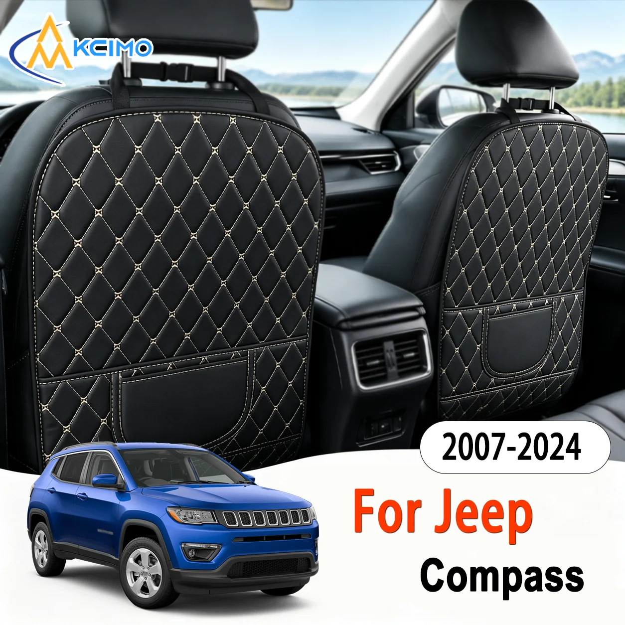 Car Rear Seat For Jeep Compass  2007-2024 Anti-Scratch Anti-Dirt Guard Pads Wear Resistant PU Leather Seat Back Anti-Kick Mats