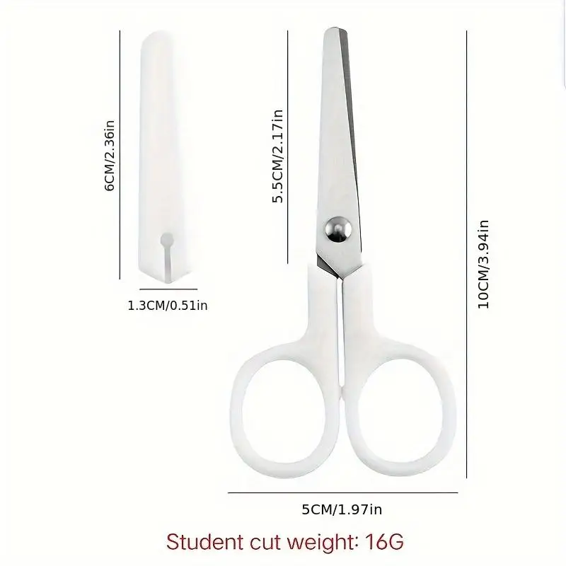 Mini White Scissors, Portable Stainless Steel Blade Paper Cutter, Handmade Stationery, Gift For Office School