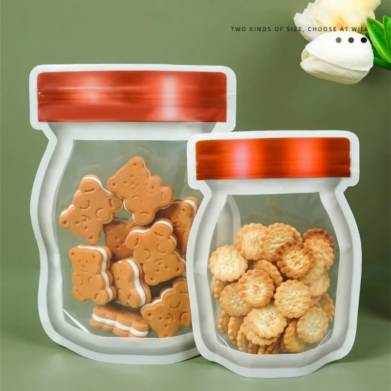 StoBag 100pcs Mason Jar Food Packaging Ziplock Bags Kids Child Sealed Small Cute Gift for Cookies Biscuit Snack Storage Pouches