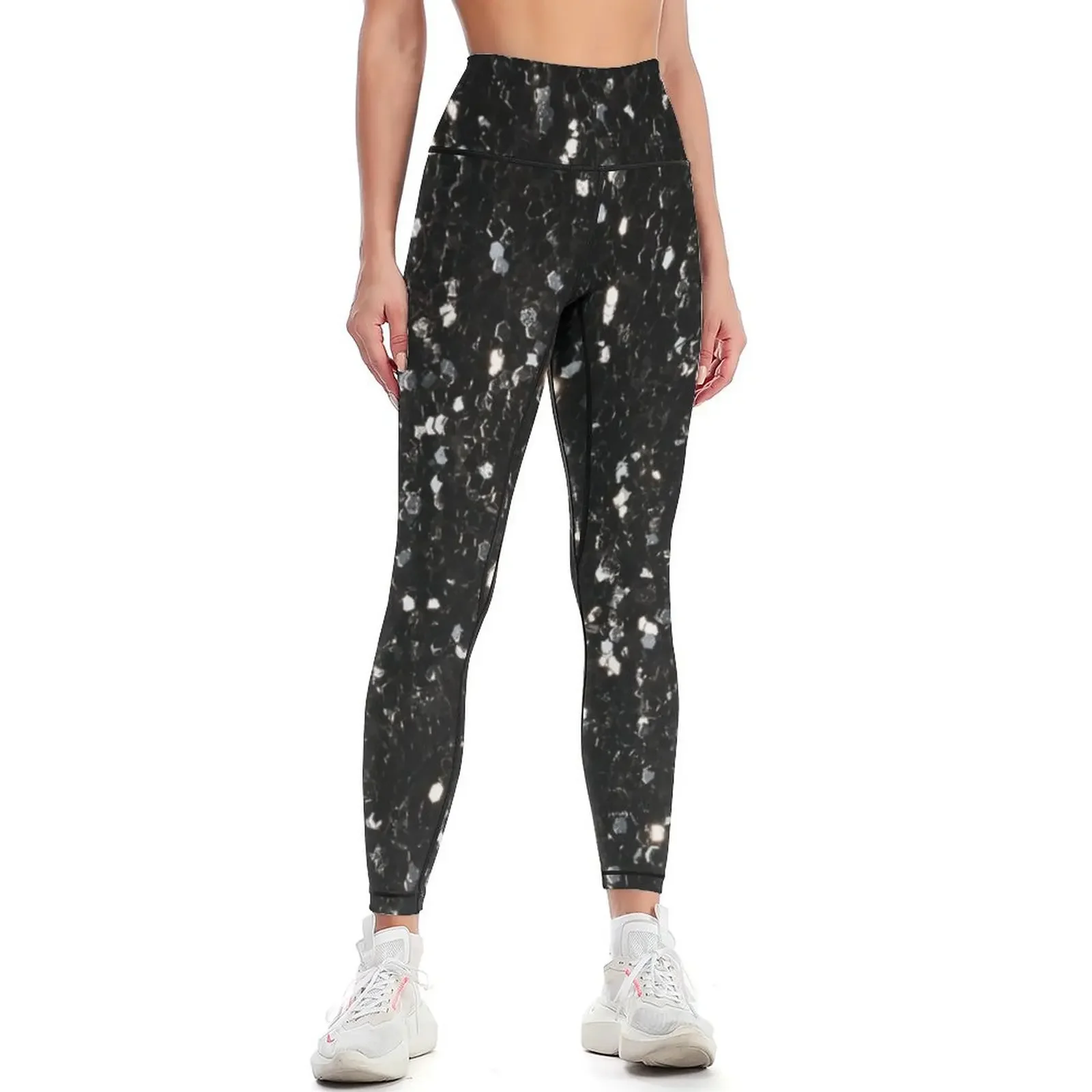 

Black and white shiny faux glitter sparkles Leggings legging push up gym's sportswear gym wear Womens Leggings