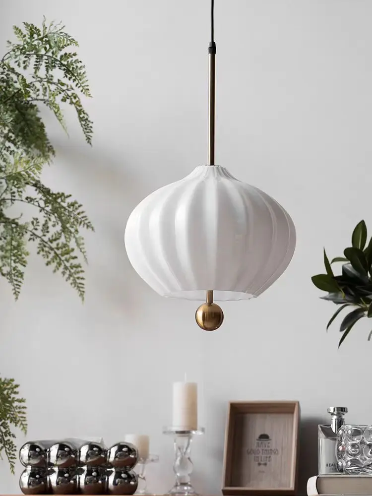 Postmodern Glass Onion Ceiling Chandeliers Retro Home Decor Pendant Lighting Fixture Novel Cottage Hanging Lamps for Ceiling LED