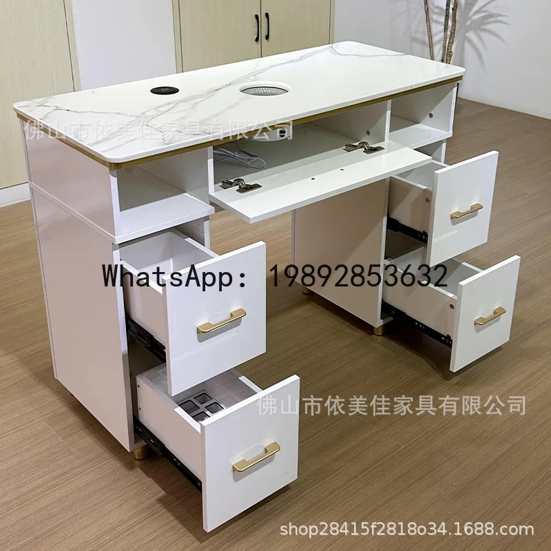 HYS high-power vacuum cleaner manicure table manufacturer economical single manicure table full set with socket table 4