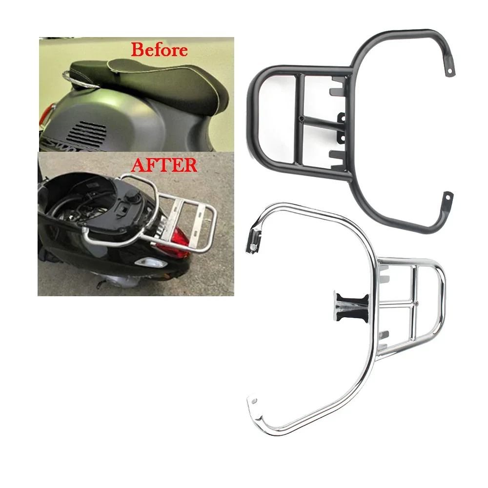 Motorcycle Luggage Rack Rear Seat Cargo Rack Holder Support For Piaggio Vespa GTS 300 GTS300 Black/Chrome Steel