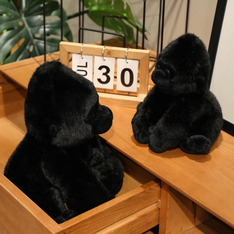 22/32 cm Schwarz Starke Gorilla Sitzende Plüsch Puppe Gefüllte Cartoon Zoo Tier Spielzeug Wie Echte Fuzzy Weiche Plushie männer Geschenk