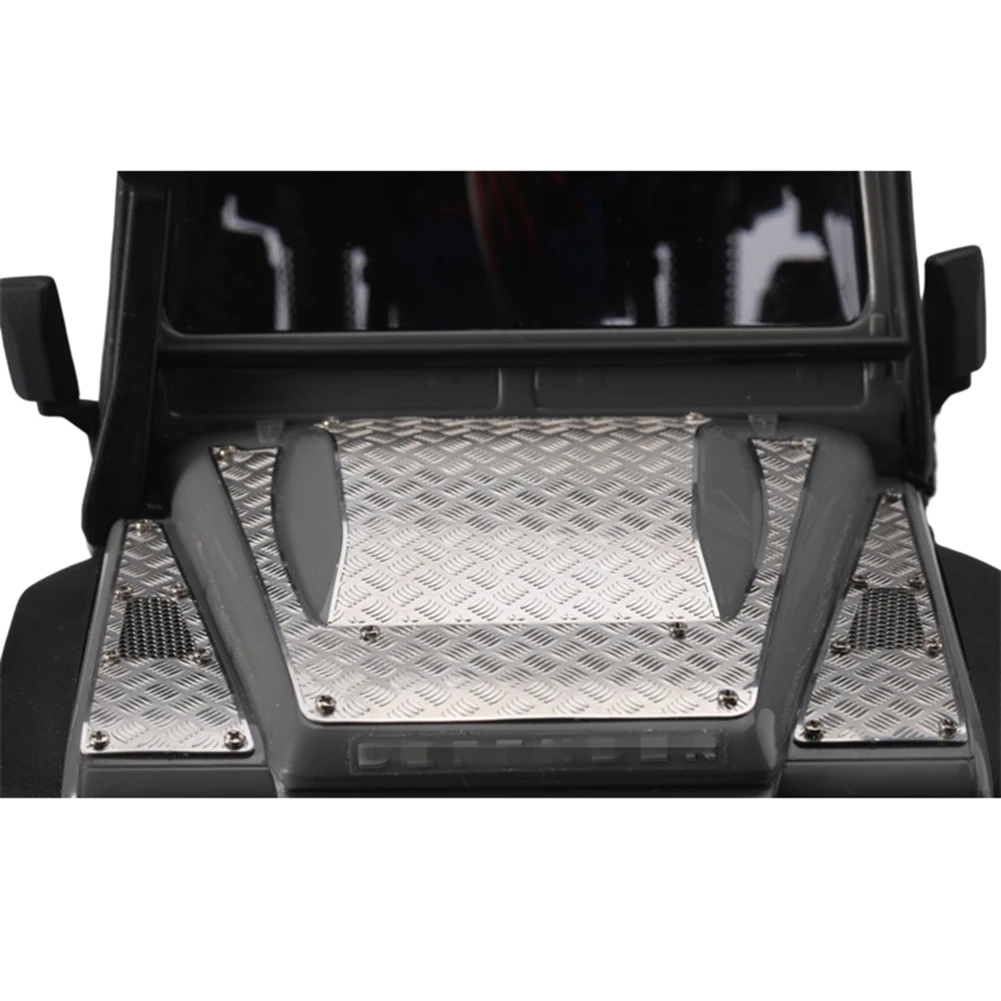 Metall Stahl Haube Unterfahrschutz Dekorative Blatt Ansauggitter Für Traxxas TRX4M Defender 1/18 RC Auto Upgrade Teile Kit, Silber-[A17