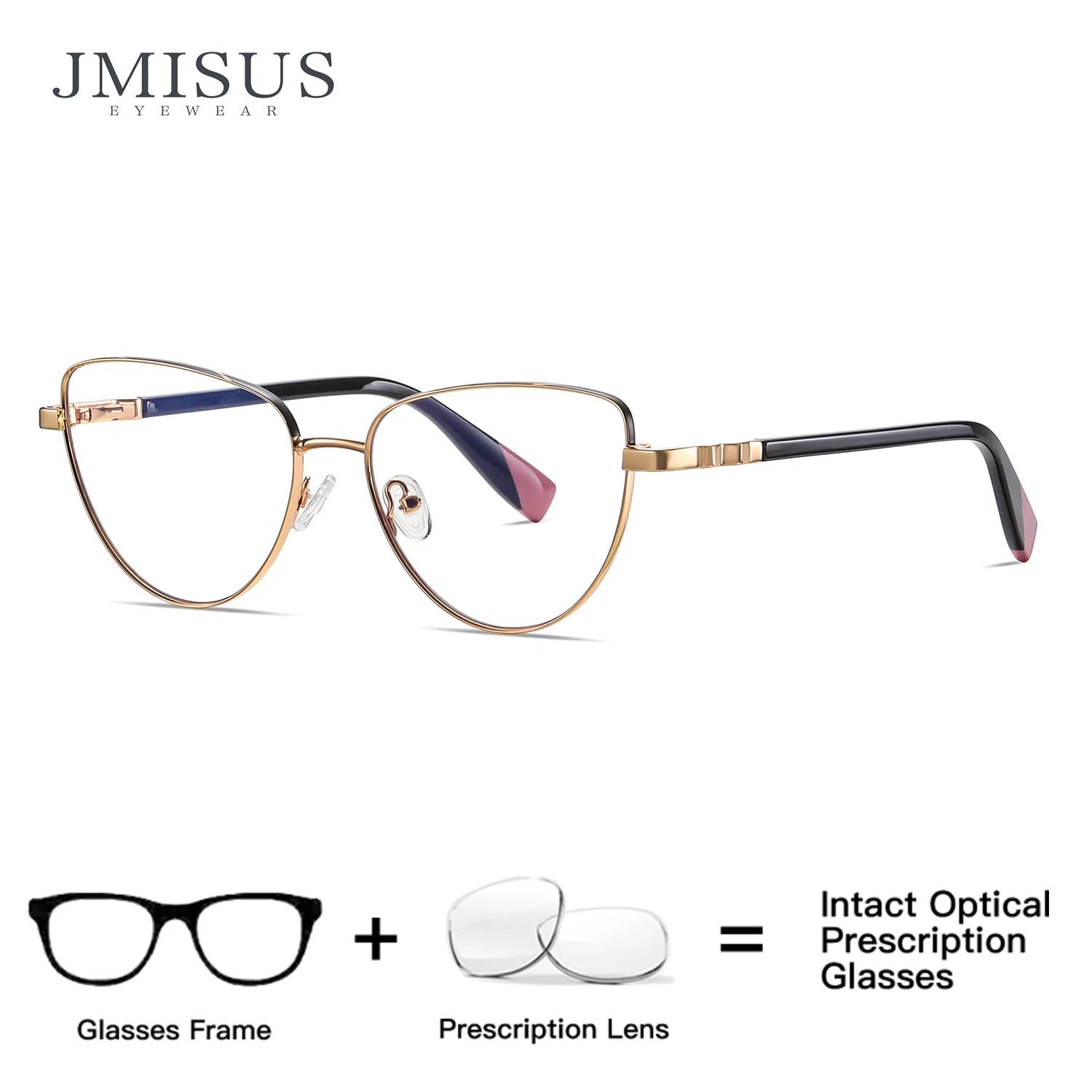 

JMISUS ﻿Women's Blue Light Blocking Prescription Glasses Small Square Cat Eye Metal Frame With Computer Optical Eyewear