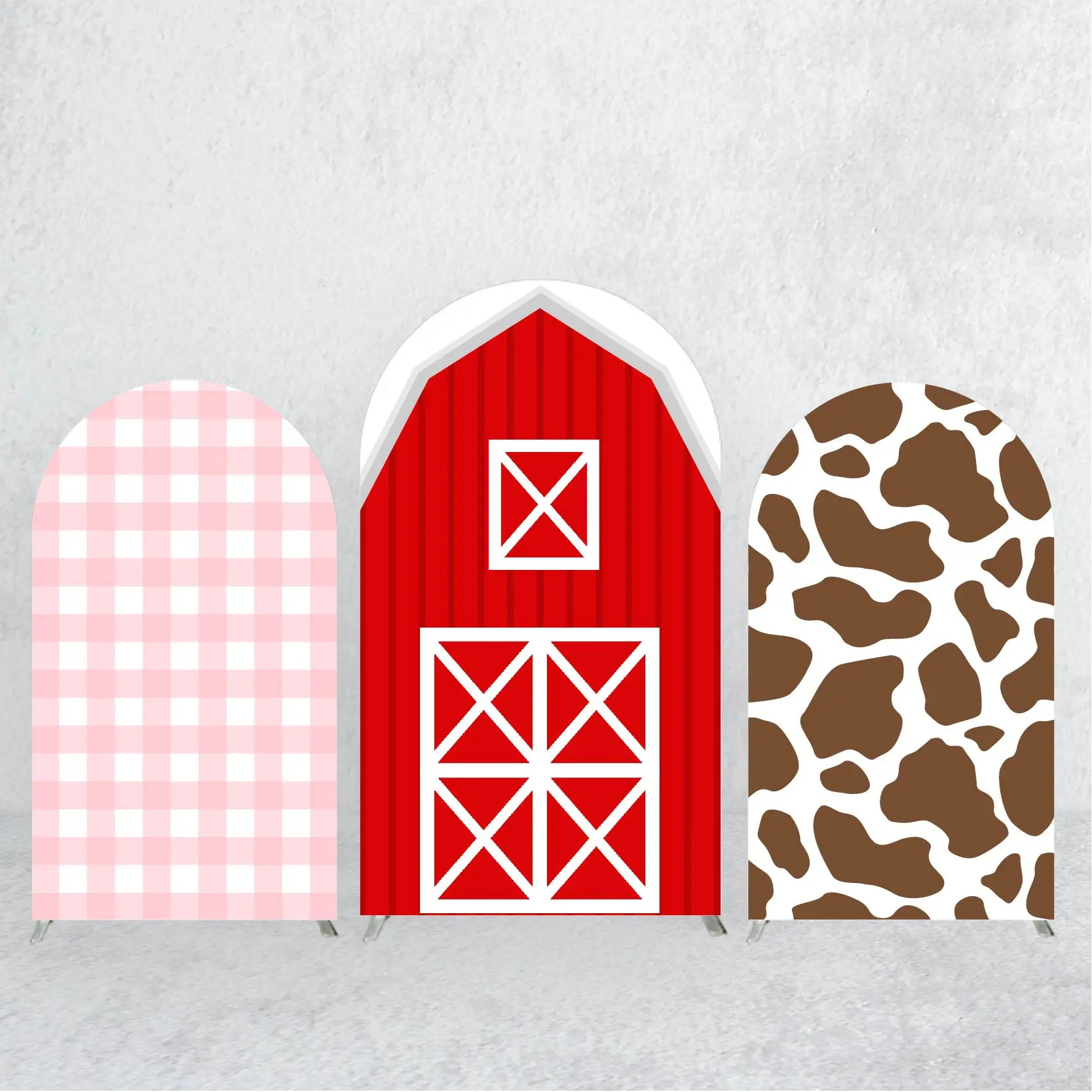 

Red Barn Farm Theme Arch Backdrop Covers Multiple Colors Birthday Party Deocr Spandex Fabric Suitable for Metal Arched Stands