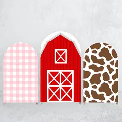 Red Barn Farm Theme Arch Backdrop Covers Multiple Colors Birthday Party Deocr Spandex Fabric Suitable for Metal Arched Stands