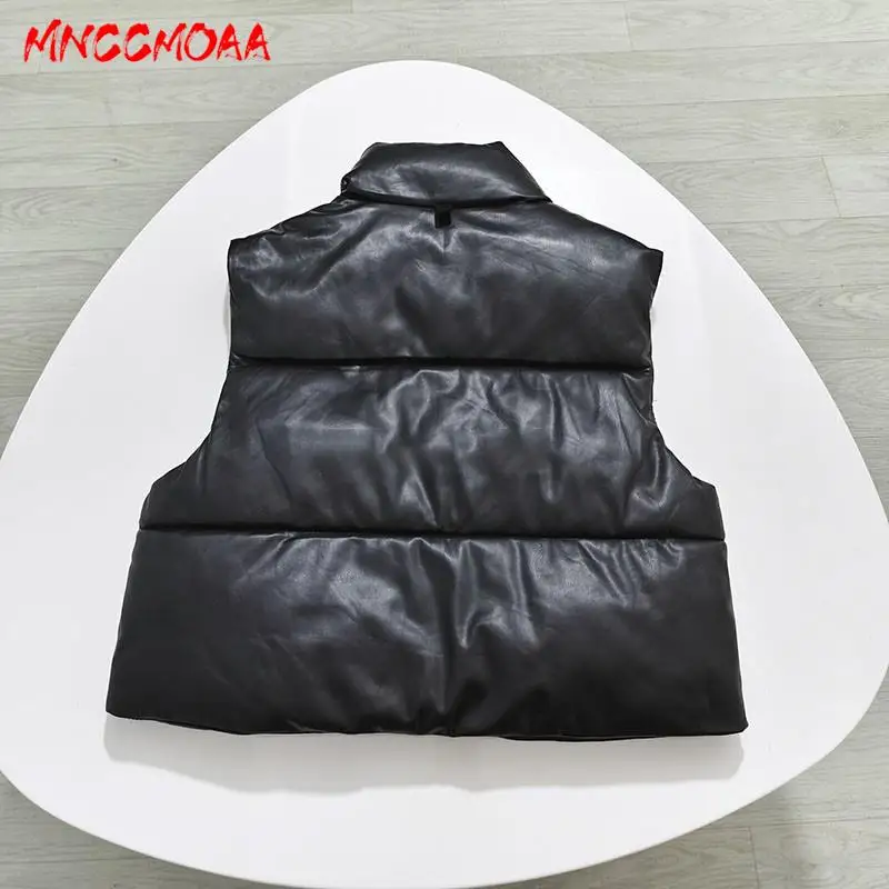 MNCCMOAA-Sleeveless Vest Coat for Women, Loose Parka, Stand Neck, Zip Waistcoats, Casual Tank Top, Fashion, 2024 Winter