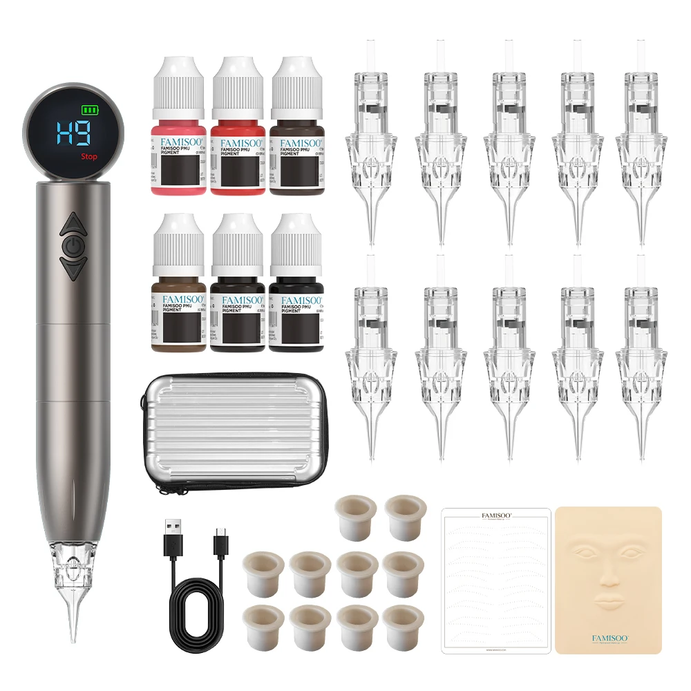 

Wireless Tattoo Machine Pen set Removable Wireless PMU Machine Professional Permanent Makeup Pen with 10 Needle Tattoo Pigment