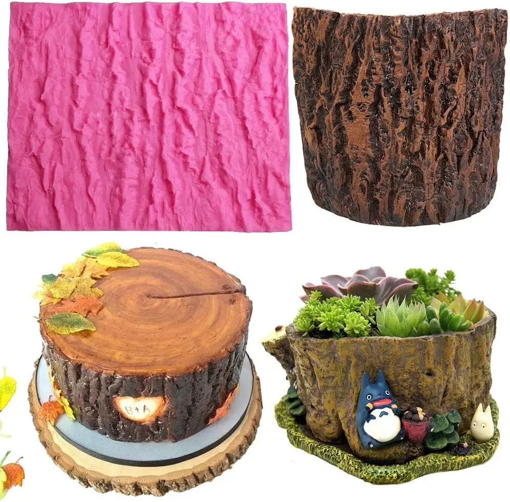 

Tree Bark Texture Mats Fondant Silicone Mold Wood Cake Border Gum Paste Sugar Craft Decorating Supplies Baking Accessories