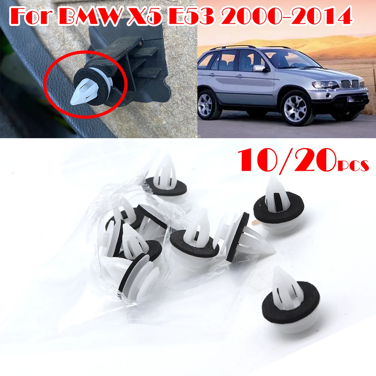 

10/20Pcs For BMW X5 E53 2000-2013 2014 MINI R50 R52 R53 F56 Renault Logan 1 Car Door Card Panel Trim Fascia Lining Clip Rivets