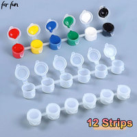 For Fun 12 Strips 3ML 6 Connected Paint Boxes Acrylic Pigment Packaging Box Transparent Plastic Empty Box Color Storage Cans