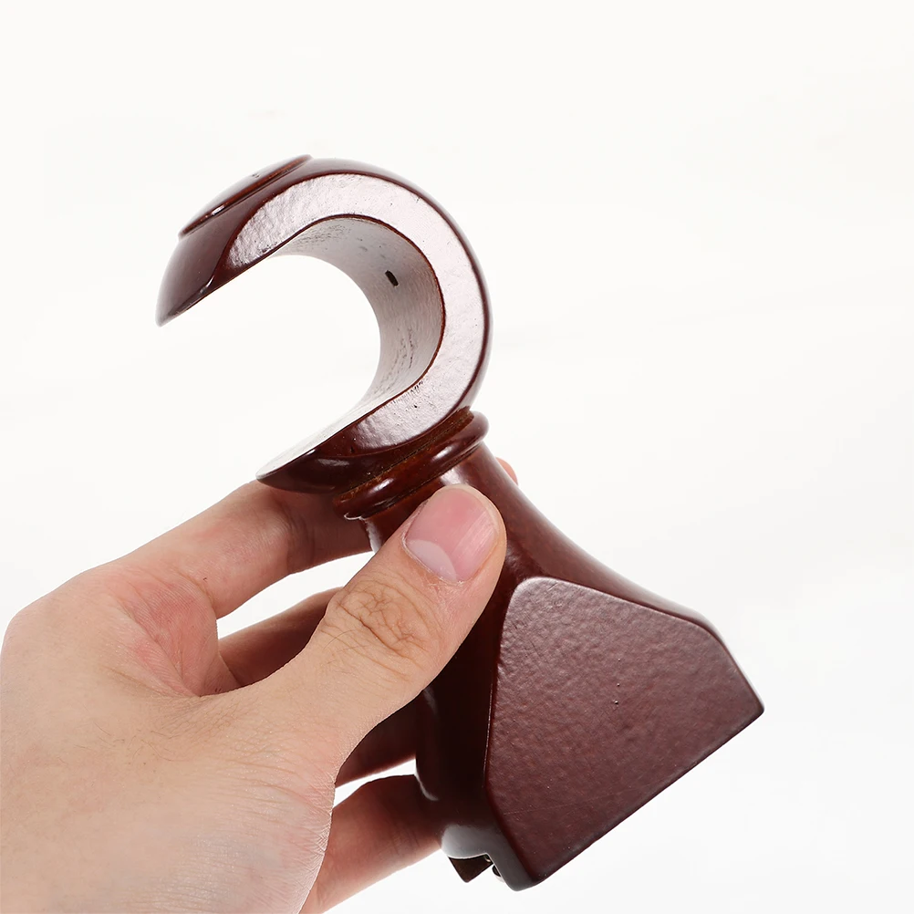 

4Pcs Wood Curtain Rod Brackets Heavy Duty for Double Rods Wall Mounted Window Curtain Hooks Solid Wood Support Decorative End