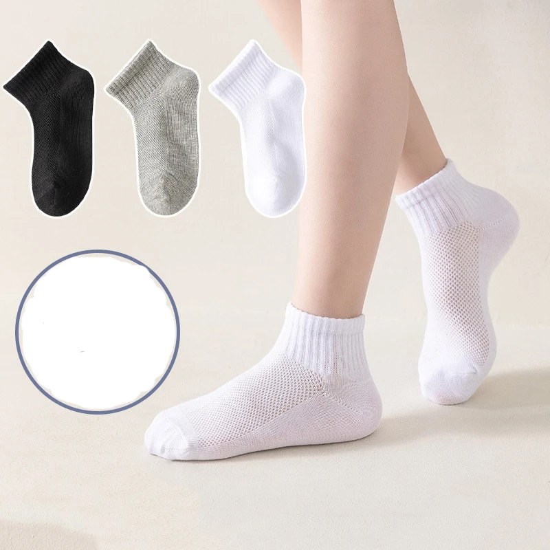 Neue Drei Paar Weiße kinder Socken Sommer Dünne Baumwolle Mesh Student Sport Kurze Socke Großhandel