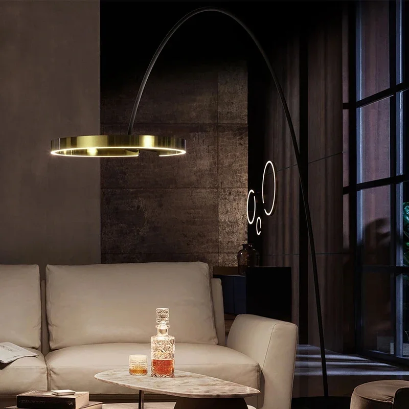 Fishing Floor Lamp LED Nordic Living Room Bedroom Round Ring