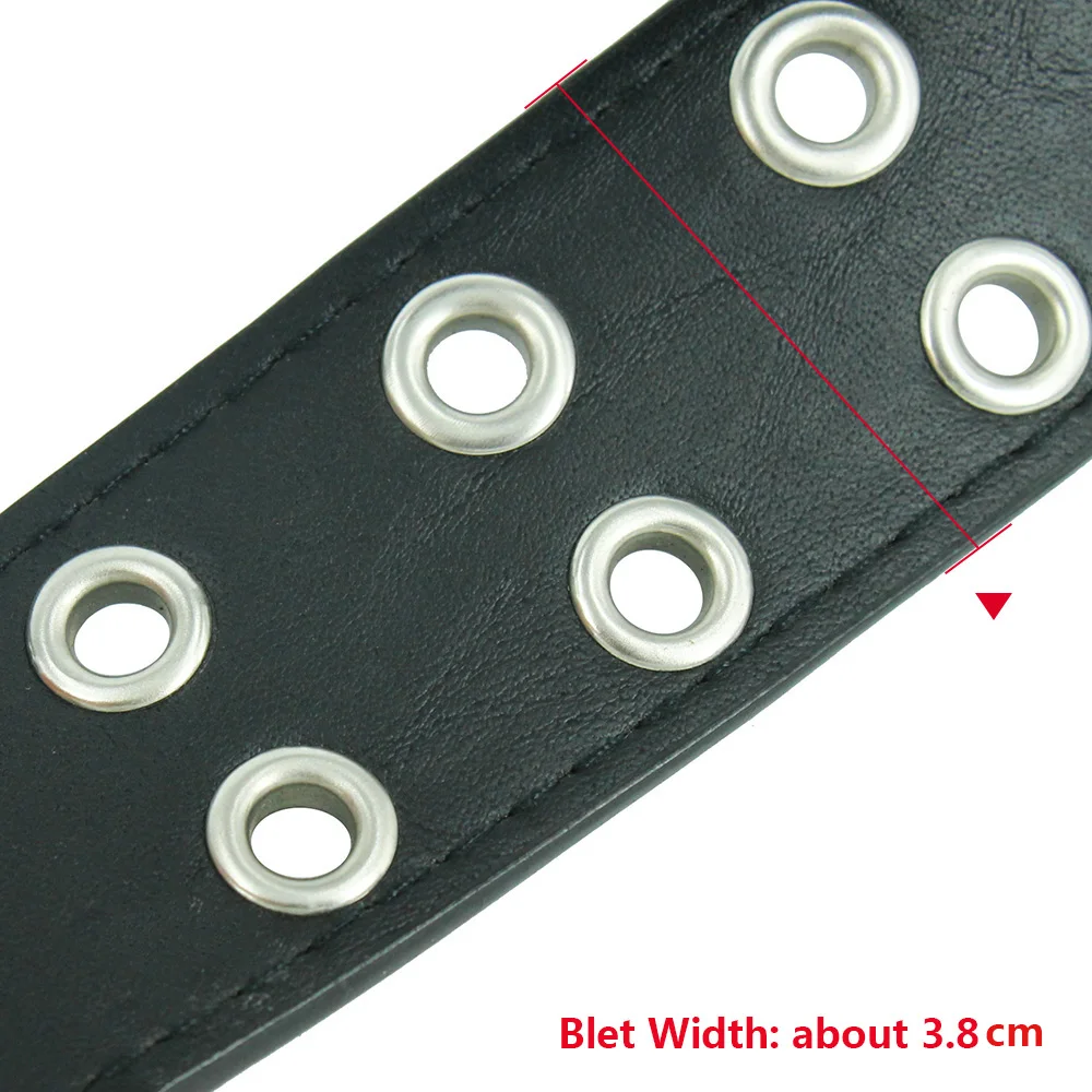 Fashion Women Punk Chain Belt Adjustable Black DoubleSingle Eyelet Grommet Metal Buckle Leather Men Waistband For designer Jeans