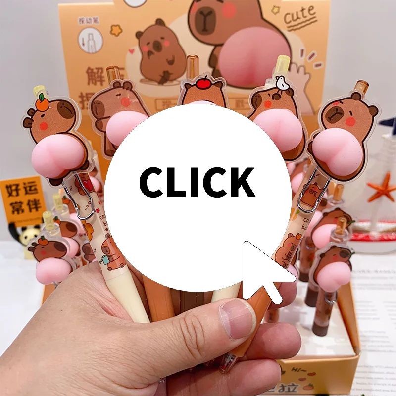 

1 шт. Гелевая ручка Kawaii с изображением капибары, 0,5 мм, милая забавная шариковая ручка, канцелярские принадлежности, ручки-нажималки, детские игрушки, подарок