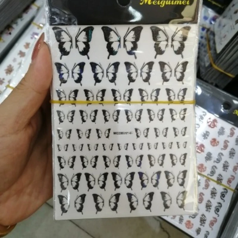 1Pcs Black Hot Girl Nail Sticker Nail Decoration Butterfly Stickers Nail Decals Nail Part For Nail Tips Beauty shiny Fantasy Art