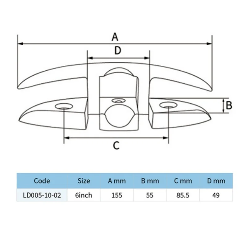 6 Inch Boat Deck Folding Cleat Portable Removable Pre-drilled Stainless Steel Mirror Polished Glossy Canoe Mooring Cleats Parts