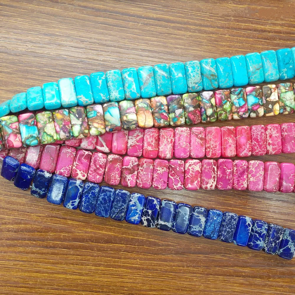 10x20mm Natural Semi-precious Stone Loose Beads Rectangle Shape DIY Bracelet Necklace Jewelry Accessories High Quality
