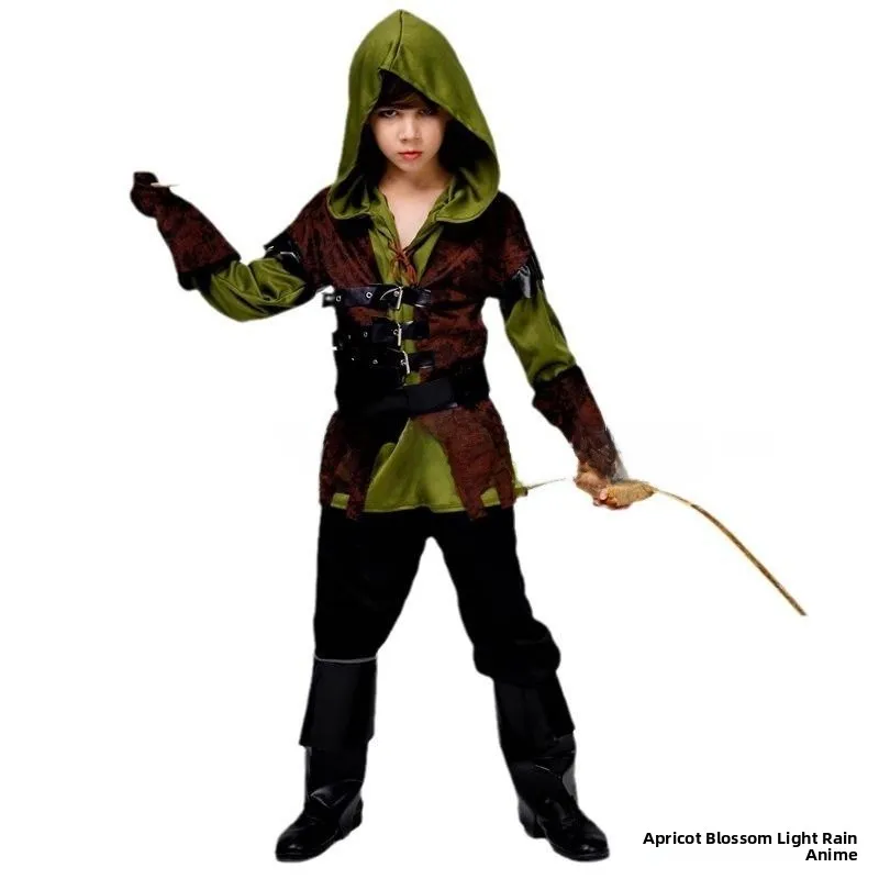 Fsia de Caçador Verde Militar para Crianças, Traje para Festa de Interpretação, Baile de Máscaras e loween