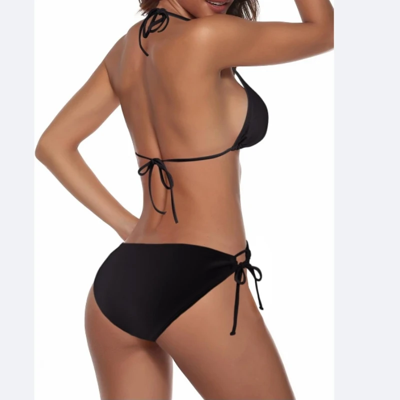 Women String Bikini Set Halter Side Tie Two Piece Swimsuit Triangle Bathing Suits.Very soft and quick-drying.