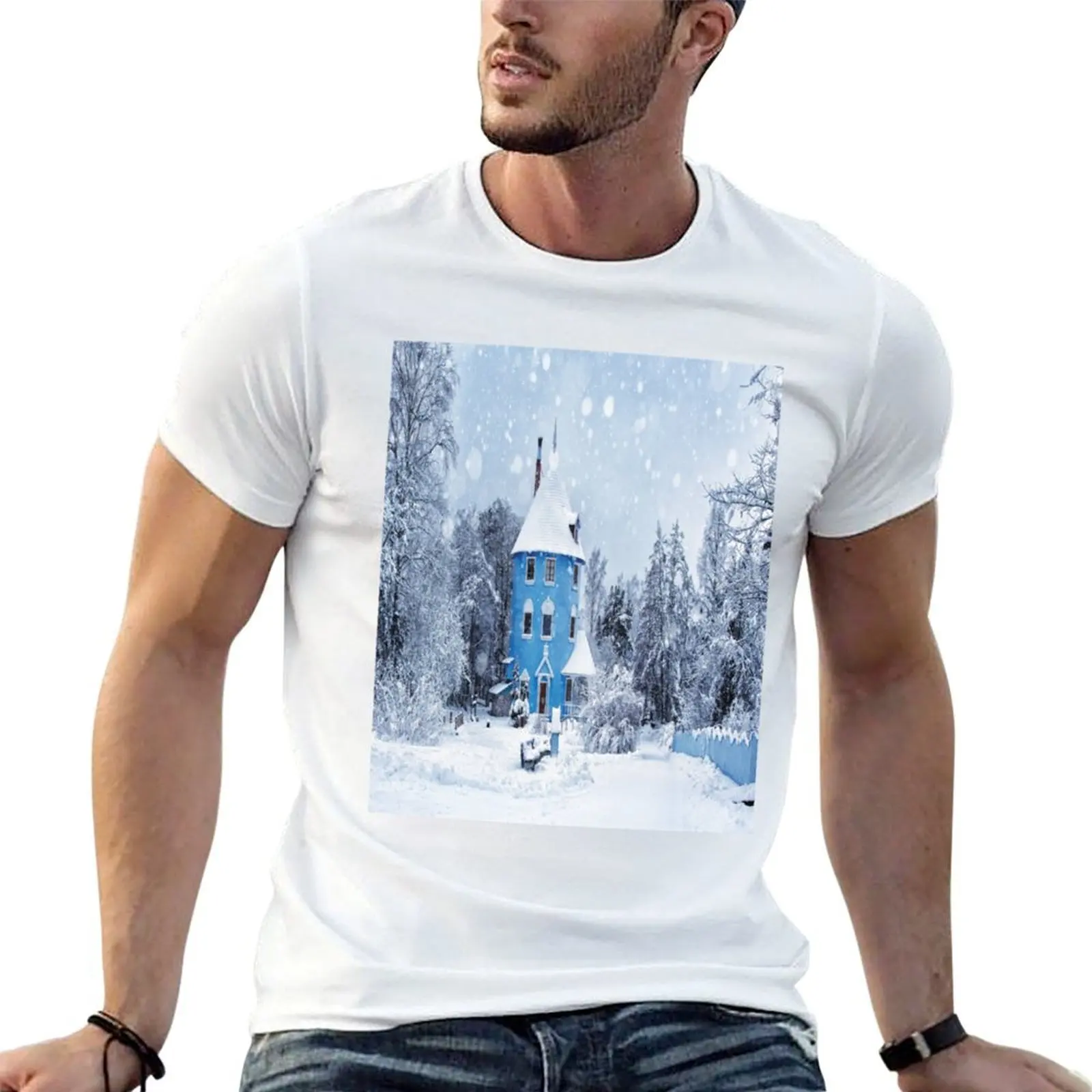 Camiseta Winter-Schnee-Mumin-Welt para hombre, camisetas de verano para hombre, camisetas gráficas divertidas para hombre