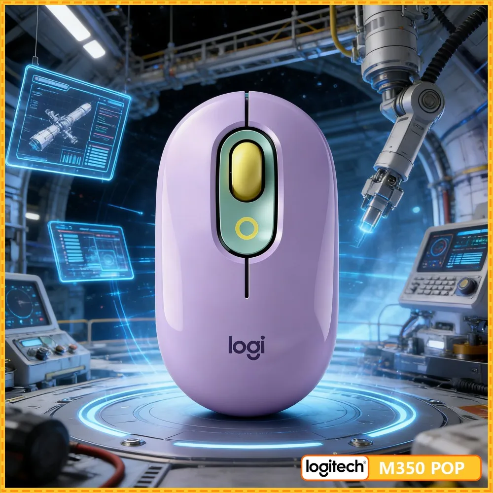 Slim Logitech M350 POP Mouse Silent Touch Tech Recycled Plastic Bluetooth Low Energy For Windows Macos Chromeos Use