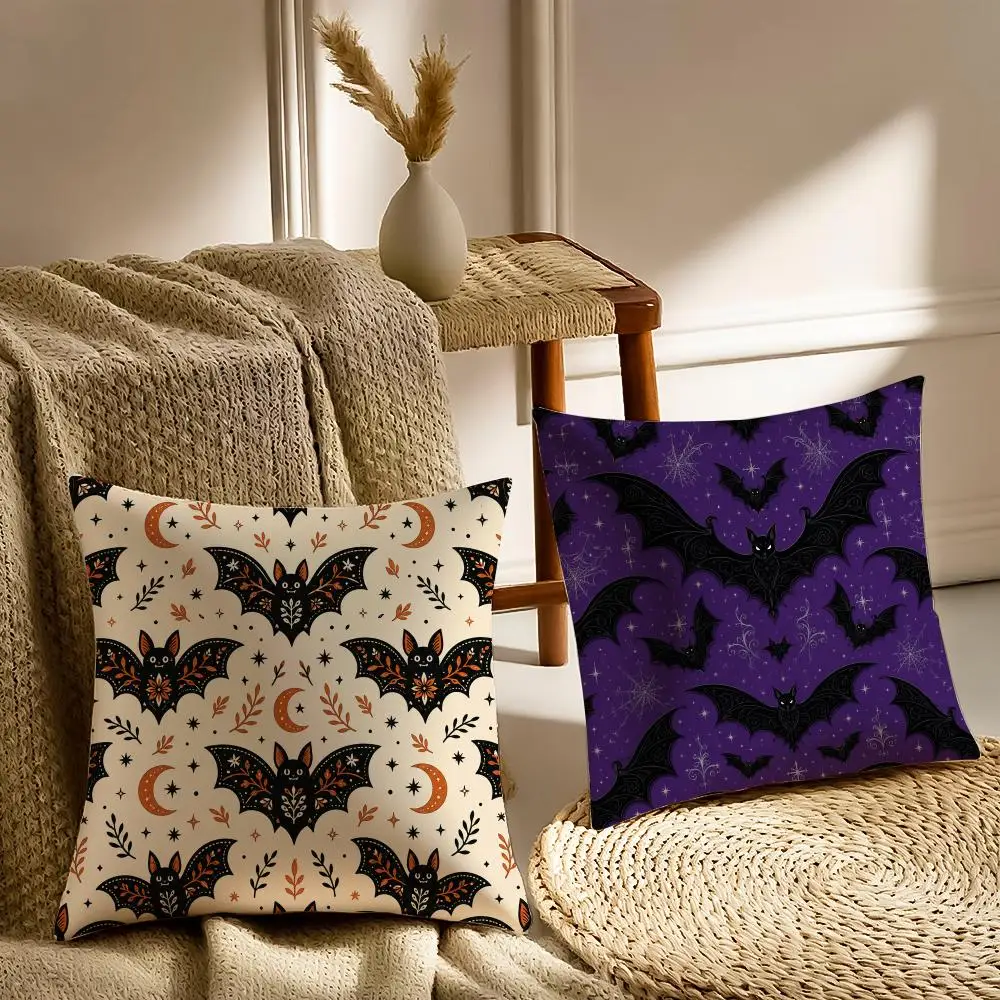 Halloween Bat Seamless Pattern Cushion Cover Pillowcase Anti-dustmite living Room Sofa Decor Cushion Room
