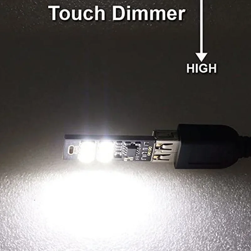 Mini USB Card Light Touch Double sided Camping Night Light 6 LED portachiavi Night Light 1W 5V Dimming Pocket Reading Book Light