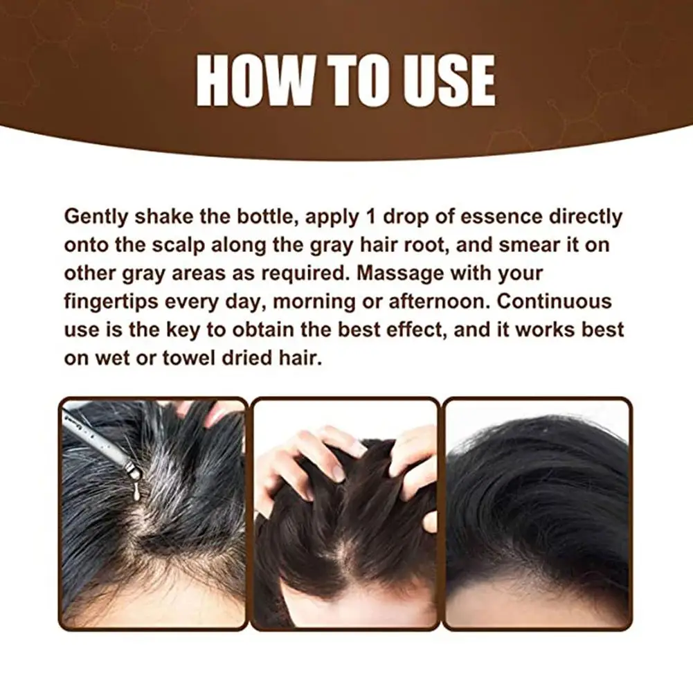 Anti-Greying Hair Serum Black Ganoderma Black Hair Essence Anti-white Hair Oil 30ml Natural Darkening for Me Women Stronger Hair