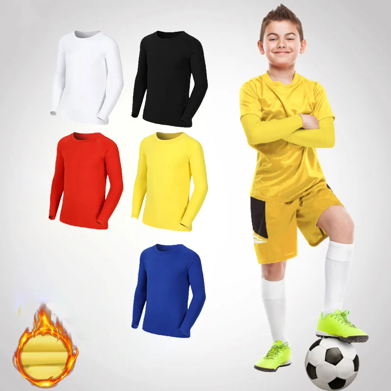 Kids Children Boy Girl Running Long T Shirt Fitness Sport Basketball Football Outdoor Hiking Jogging Thermal Soccer Clothes J25