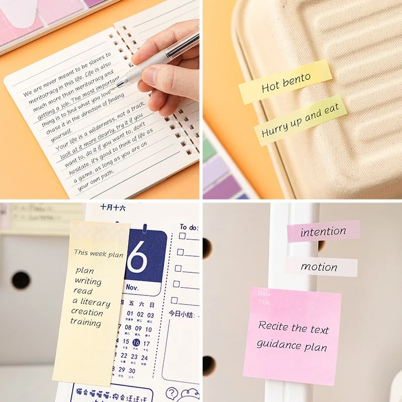Multi-Use Sticky Notes Combo: Aesthetic Soft Coil Notebook with Refillable Ruled Pages, Index Tabs, Adhesive Notes - Ins Trend
