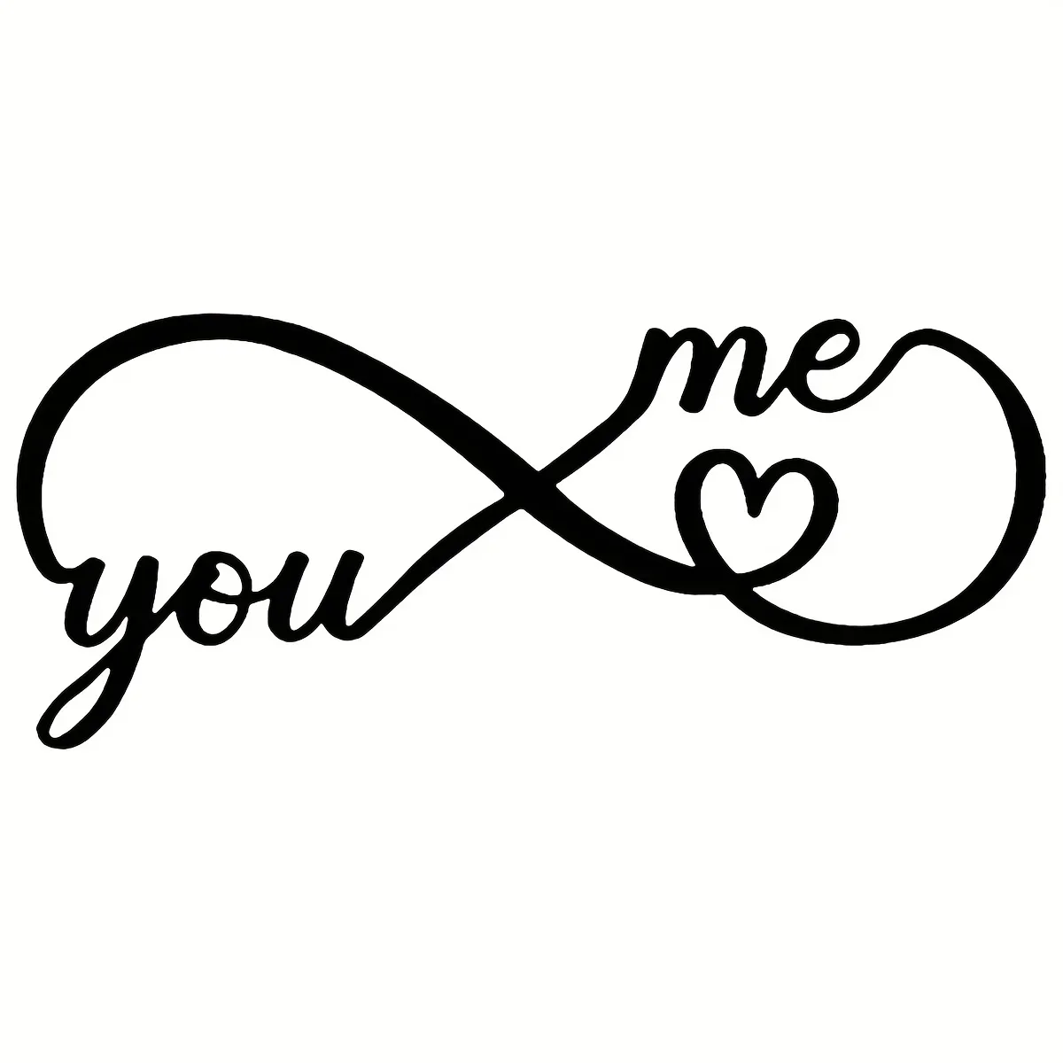 Geometric Infinity Heart Sign Metal Home Decor Garden Office Wall Decorative Black Word Sign for Love and Harmony Background