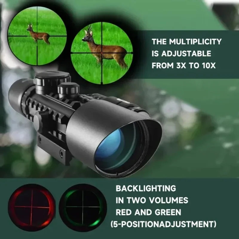 Hunting 3-10x42E Rifle Scope Mil-dot Reticle Red Green Illuminated Tactical Optics Riflescope Gun Scopes With Locking Turret