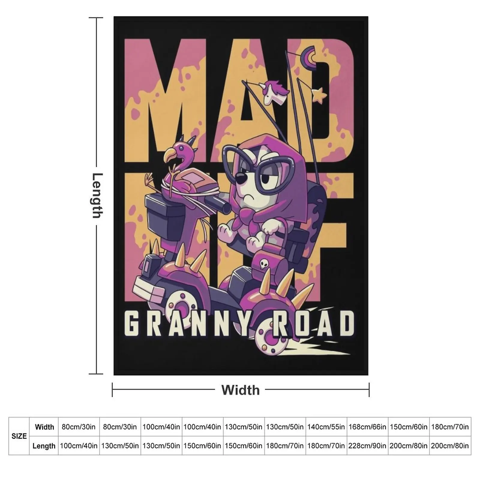 Mad Muf: Granny Road // Muffin Heeler, Aussie dog, Bingo, Bandit, Chilli Throw Blanket Luxury Designer Fashion Sofas Blankets