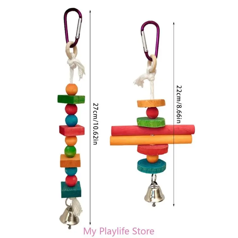 Bird Toy Colorful Parrot Chew Toy for Boredom Relief, Durable Wooden Sticks and Blocks for Bird Cage Entertainment