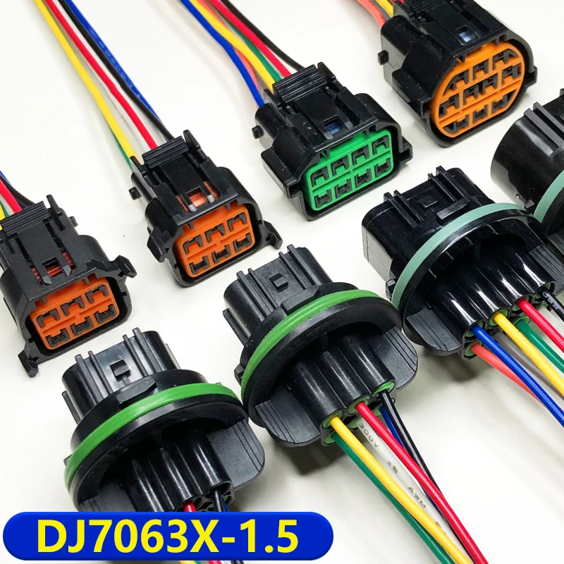 DJ7063X-1.5 sedan wiring harness sealed waterproof connector 6/8/10 pin headlight plug socket HP066-08021 line length 15cm