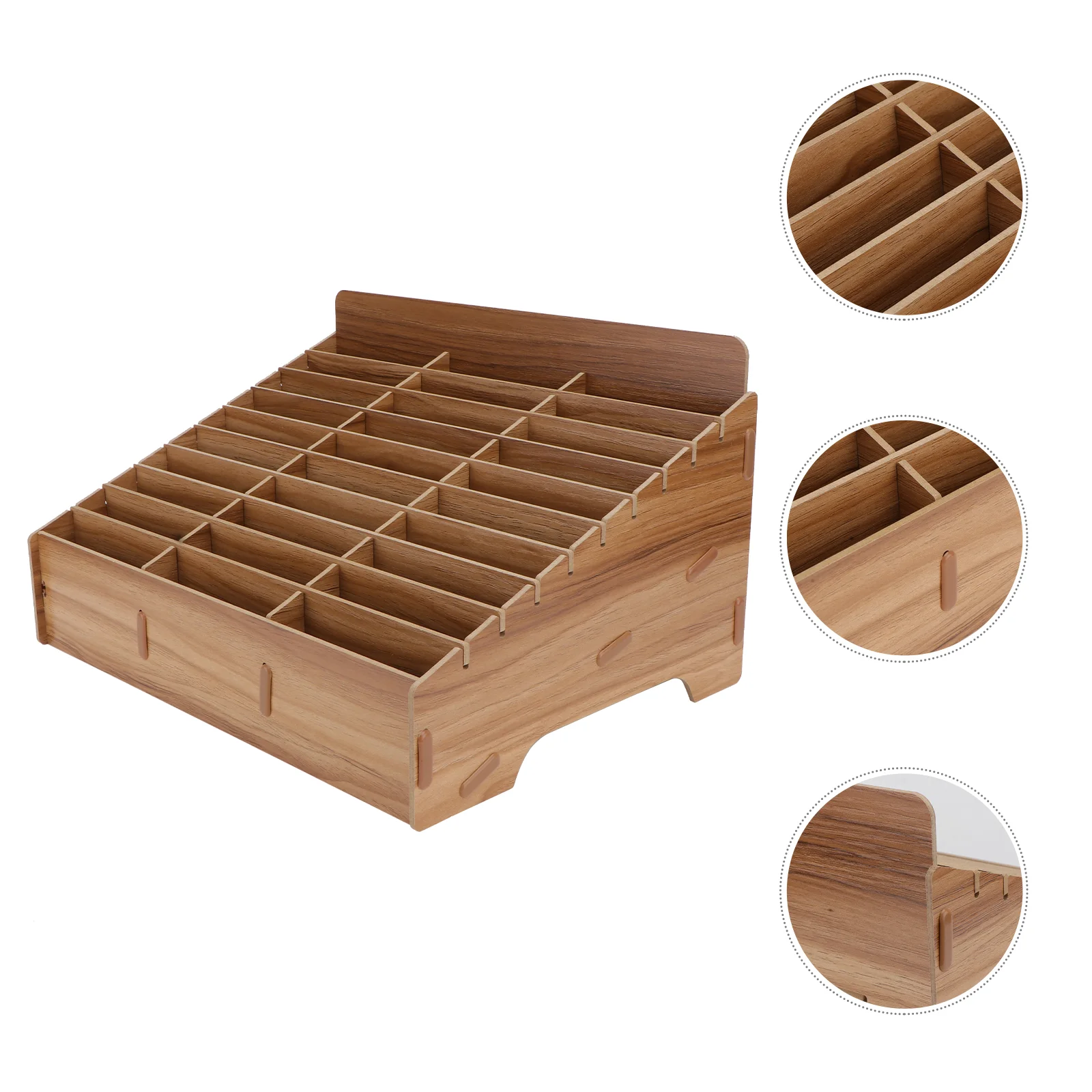 

Mobile Phone Storage Box Multi-grid Holder Case Display Rack Compartment Wooden Cell Meeting Room Organizer