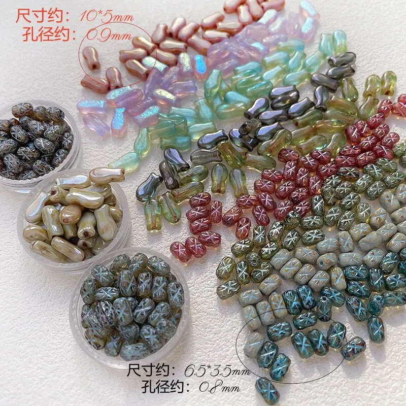 Picture 3: 10pcs Retro Glazed Dried Fish Colorful Cross-shaped Color Patterns Diy Handmade Beaded Spacer Accessories