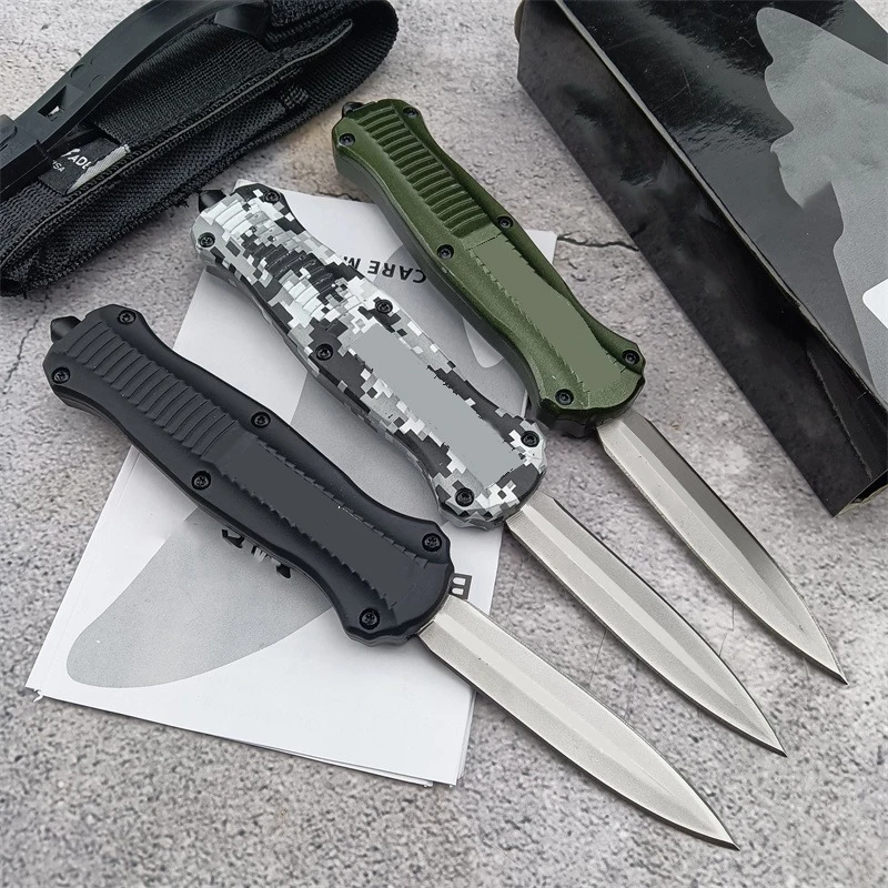 

BM 3300 Mini Au To Knife 2.87'' D2 Blade Zinc Alloy Handle Tactical Pocket Knife with Nylon Sheath Outdoor Camping Hunting Tool