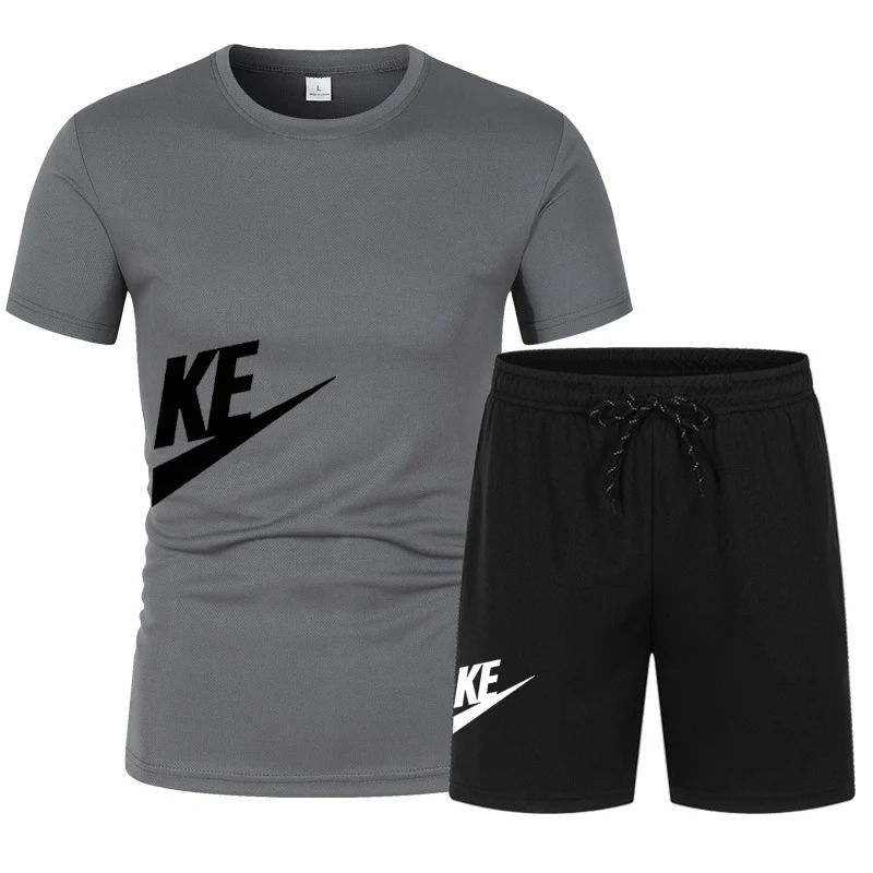 

2026 New Men's Set: High quality and comfortable summer breathable short sleeved T-shirt+casual jogging shorts 2-piece set